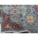 Hand-Knotted Wool Area Rug, Modern Floral Design Blue Carpet for Living Room