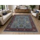Hand-Knotted Wool Area Rug, Modern Floral Design Blue Carpet for Living Room