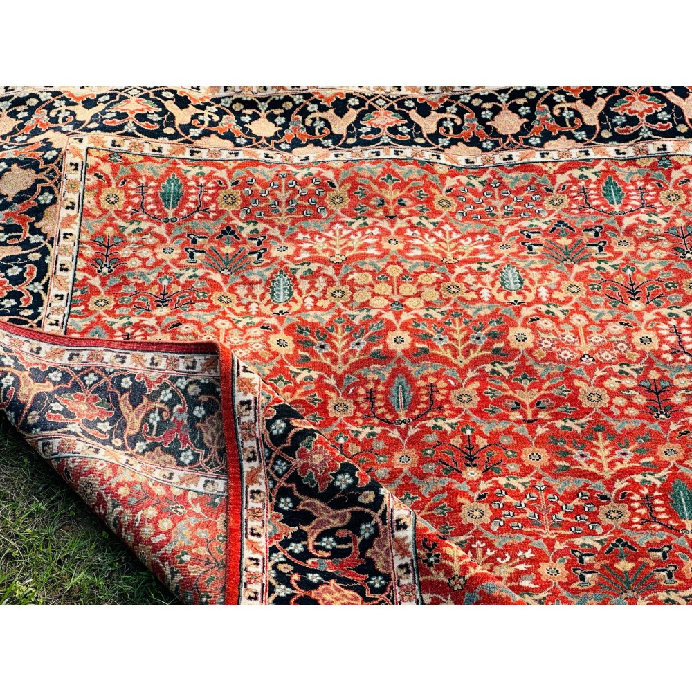 Hand-Knotted Area Rug with Floral Design, Red Wool Carpet for Living Room Hand-Knotted Area Rug with Floral Design, Red Wool Carpet for Living Room