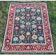 Handmade Wool Area Rug, Navy and Red Floral Pattern Carpet for Living Room