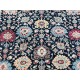 Handmade Wool Area Rug, Navy and Red Floral Pattern Carpet for Living Room
