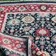 Handmade Wool Area Rug, Navy and Red Floral Pattern Carpet for Living Room