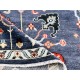 Hand-Knotted Wool Area Rug for Living Room, Decorative Oushak Navy Blue Floral Design Carpet Hand-Knotted Wool Area Rug for Living Room, Decorative Oushak Navy Blue Floral Design Carpet