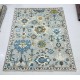 Handmade Oushak Wool Area Rug for Living Room, Handknotted Blue Floral Design Carpet