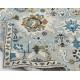 Handmade Oushak Wool Area Rug for Living Room, Handknotted Blue Floral Design Carpet