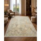 Decorative Oushak Wool Area Rug with Geometric Design. Hand-knotted Beige Carpet Decorative Oushak Wool Area Rug with Geometric Design. Hand-knotted Beige Carpet