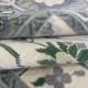 Hand-Knotted Oushak Wool Area Rug, Ivory, Green Floral Design Carpet for Living Room