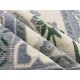 Hand-Knotted Oushak Wool Area Rug, Ivory, Green Floral Design Carpet for Living Room