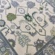 Hand-Knotted Oushak Wool Area Rug, Ivory, Green Floral Design Carpet for Living Room