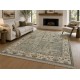 Modern Oushak Wool Area Rug for Living Room, Hand Knotted Sage Green Floral Design Carpet