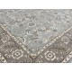 Hand-Knotted Oushak Wool Area Rug for Living Room, Blue Floral Design Contemporary Carpet