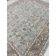 Hand-Knotted Oushak Wool Area Rug for Living Room, Blue Floral Design Contemporary Carpet