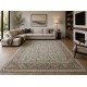 Hand-Knotted Oushak Wool Area Rug for Living Room, Blue Floral Design Contemporary Carpet