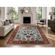 Hand-Knotted Oushak Wool Area Rug for Living Room, Blue Floral Design Contemporary Carpet Hand-Knotted Oushak Wool Area Rug for Living Room, Blue Floral Design Contemporary Carpet