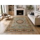 Hand-Knotted Wool Area Rug with Geometric Medallion Design. Handmade Living Room Carpet