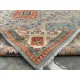 Modern Hand-Knotted Wool Area Rug for Living Room, Blue Geometric Medallion Design Carpet