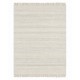 Minimalist Handmade Area Rug in Ivory. Hand-Knotted Wool and Bamboo Carpet
