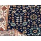 Contemporary Handmade Wool Area Rug, Navy Blue Floral Patterned Carpet for Living Room