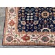 Contemporary Handmade Wool Area Rug, Navy Blue Floral Patterned Carpet for Living Room