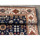 Contemporary Handmade Wool Area Rug, Navy Blue Floral Patterned Carpet for Living Room