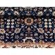 Contemporary Handmade Wool Area Rug, Navy Blue Floral Patterned Carpet for Living Room