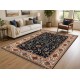 Contemporary Handmade Wool Area Rug, Navy Blue Floral Patterned Carpet for Living Room