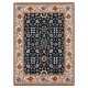 Contemporary Handmade Wool Area Rug, Navy Blue Floral Patterned Carpet for Living Room