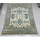 Contemporary Handmade Wool Area Rug, Ivory and Blue Floral Design Carpet for Living Room