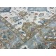 Contemporary Handmade Wool Area Rug, Ivory and Blue Floral Design Carpet for Living Room