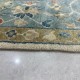 Contemporary Handmade Wool Area Rug, Ivory and Blue Floral Design Carpet for Living Room