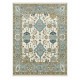 Contemporary Handmade Wool Area Rug, Ivory and Blue Floral Design Carpet for Living Room
