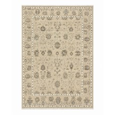 Hand-Knotted Wool Area Rug, Beige Floral Design Carpet for Living Room