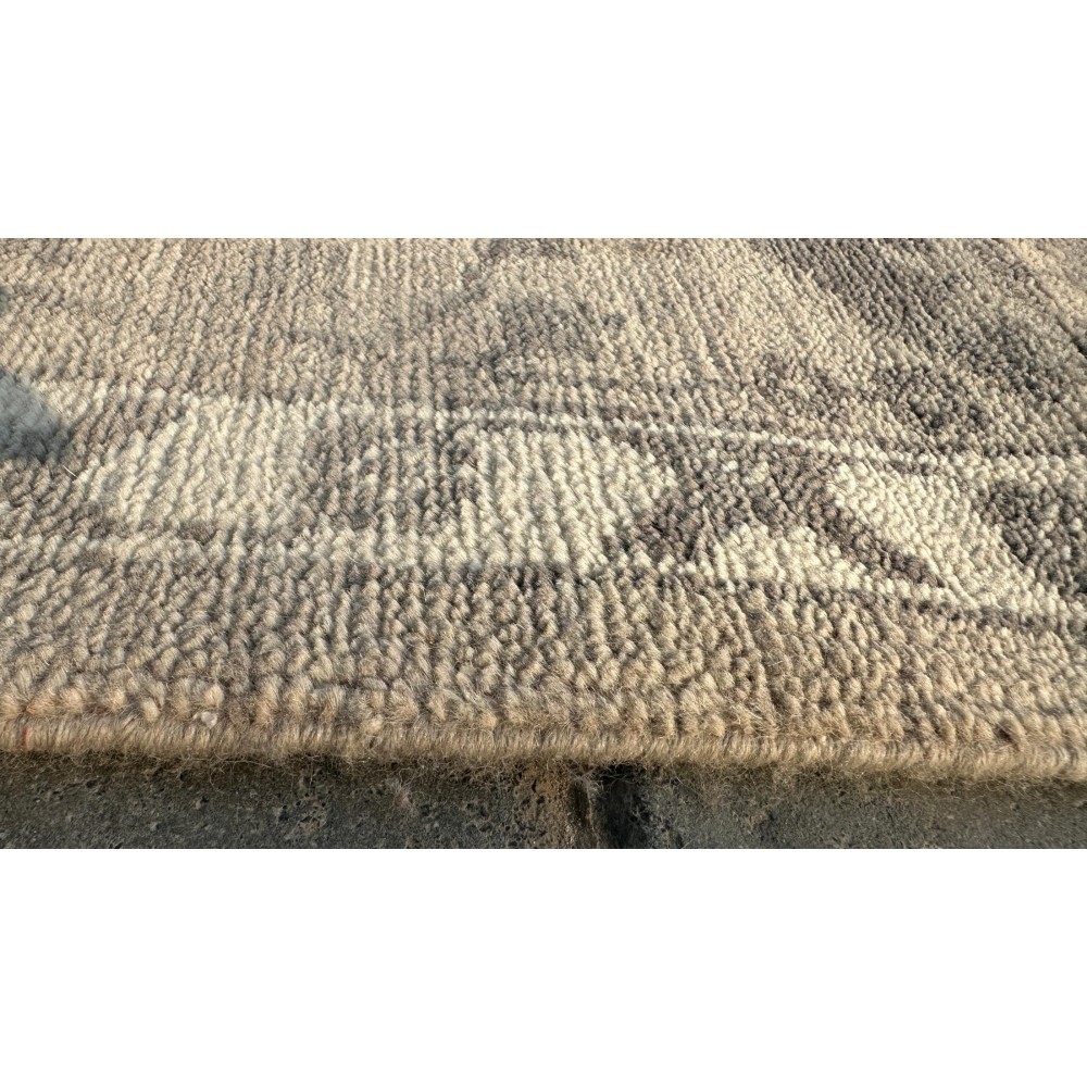 Hand-Knotted Wool Area Rug, Beige Floral Design Carpet for Living Room
