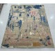 Hand-Knotted Wool Area Rug, Abstract Beige and Blue Modern Carpet for Living Room