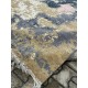 Hand-Knotted Wool Area Rug, Abstract Blue and Beige Modern Carpet for Living Room