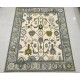 Hand-Knotted Large Area Rug for Home Decor, Oushak Green Floral Design Wool Carpet Hand-Knotted Large Area Rug for Home Decor, Oushak Green Floral Design Wool Carpet