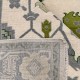 Hand-Knotted Large Area Rug for Home Decor, Oushak Green Floral Design Wool Carpet Hand-Knotted Large Area Rug for Home Decor, Oushak Green Floral Design Wool Carpet