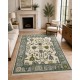 Hand-Knotted Large Area Rug for Home Decor, Oushak Green Floral Design Wool Carpet Hand-Knotted Large Area Rug for Home Decor, Oushak Green Floral Design Wool Carpet