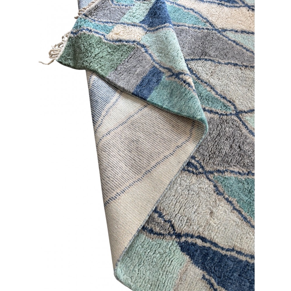 Abstract Hand-Knotted 100% Wool Area Rug in Blue & Green for Modern Living Rooms Abstract Hand-Knotted 100% Wool Area Rug in Blue & Green for Modern Living Rooms