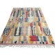 Hand-Knotted 100% Wool Abstract Geometric Area Rug. Multicolor Modern Living Room Carpet Hand-Knotted 100% Wool Abstract Geometric Area Rug. Multicolor Modern Living Room Carpet