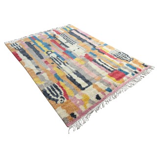 Hand-Knotted 100% Wool Abstract Geometric Area Rug. Multicolor Modern Living Room Carpet