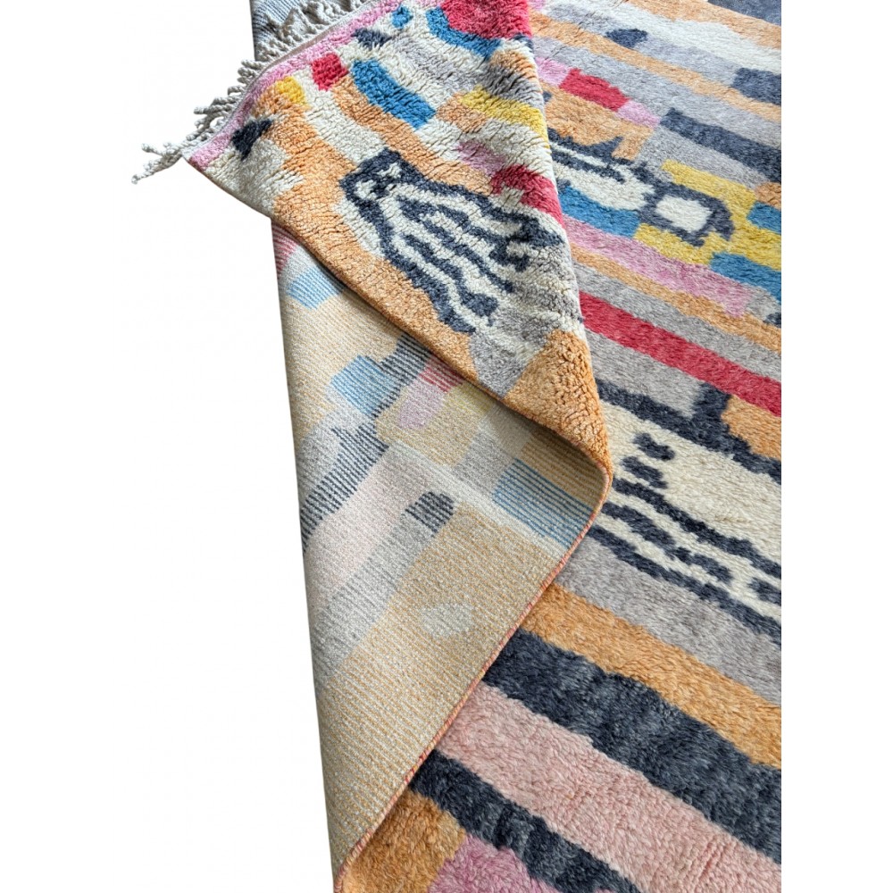 Hand-Knotted 100% Wool Abstract Geometric Area Rug. Multicolor Modern Living Room Carpet Hand-Knotted 100% Wool Abstract Geometric Area Rug. Multicolor Modern Living Room Carpet