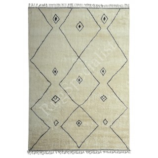 Contemporary Hand-Knotted Moroccan Berber Design Area Rug in Beige and Brown. 100% Natural Wool