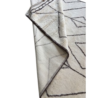 Contemporary Hand-Knotted Moroccan Berber Design Area Rug in Beige and Brown. 100% Natural Wool