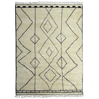 Moroccan Berber-Inspired Modern Hand-Knotted 100% Wool Area Rug in Beige & Brown