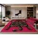 Contemporary Hand-Knotted 100% Wool Tiger Area Rug in Pink Contemporary Hand-Knotted 100% Wool Tiger Area Rug in Pink
