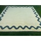 Modern Hand-Knotted 100% Wool Wavy Border Area Rug in Ivory Modern Hand-Knotted 100% Wool Wavy Border Area Rug in Ivory