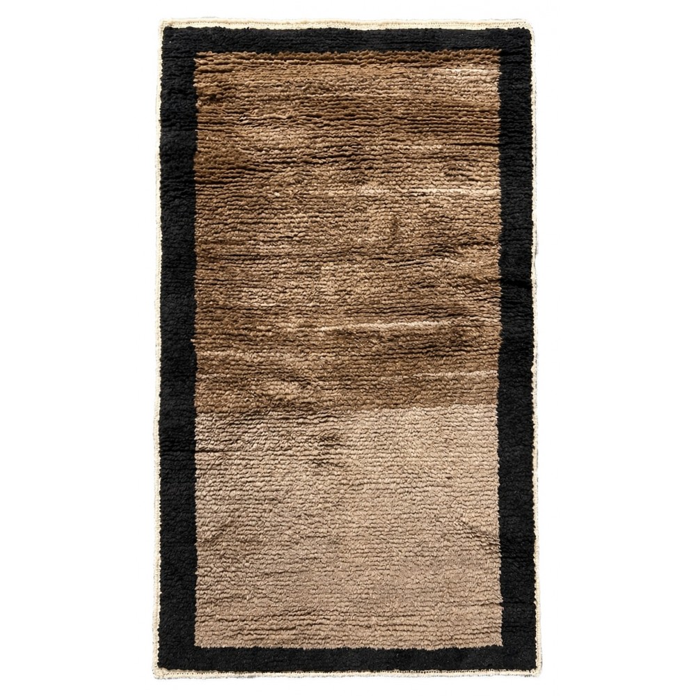 Hand-Knotted Turkish Tulu Rug. 100% Wool Minimalist Border Design. Beige, Brown & Black Colors. Custom Options Available Hand-Knotted Turkish Tulu Rug. 100% Wool Minimalist Border Design. Beige, Brown & Black Colors. Custom Options Available