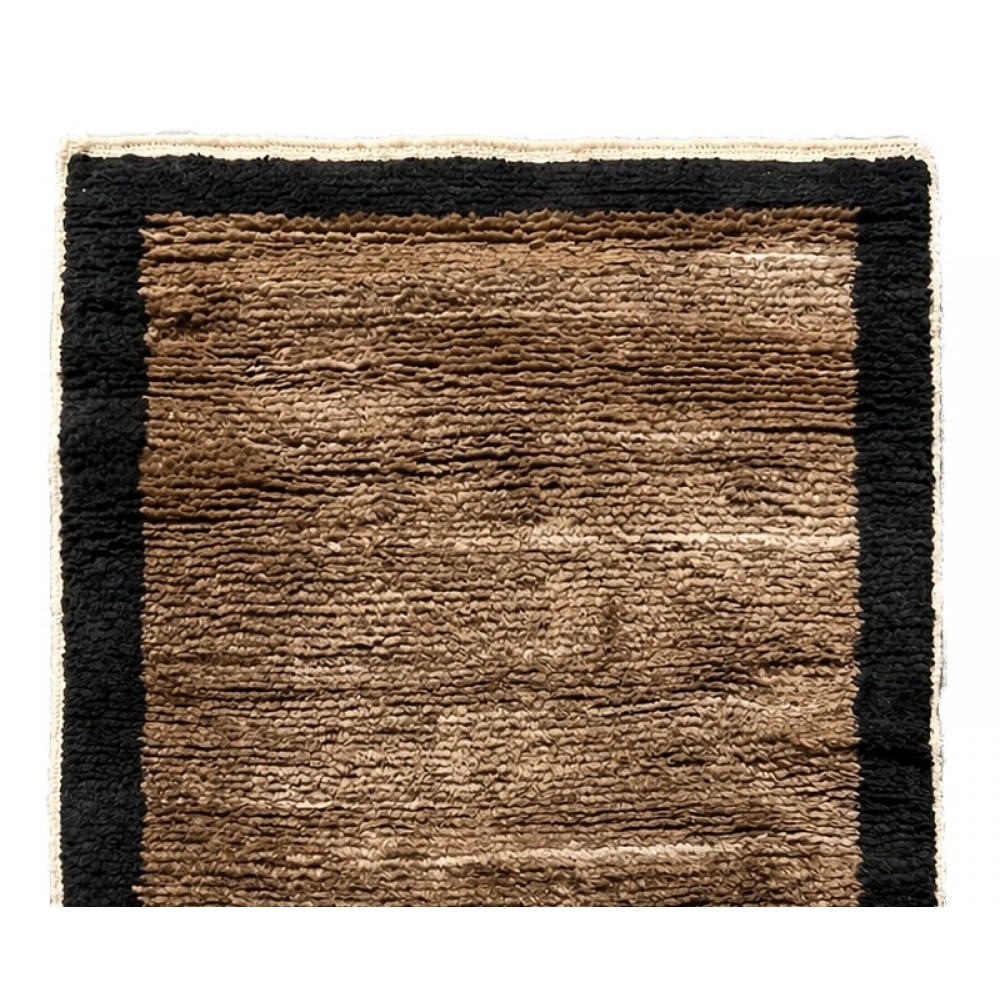 Hand-Knotted Turkish Tulu Rug. 100% Wool Minimalist Border Design. Beige, Brown & Black Colors. Custom Options Available Hand-Knotted Turkish Tulu Rug. 100% Wool Minimalist Border Design. Beige, Brown & Black Colors. Custom Options Available