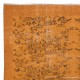 Vintage Hand-knotted Floral Design Turkish Wool Area Rug Overdyed in Orange for Living Room Vintage Hand-knotted Floral Design Turkish Wool Area Rug Overdyed in Orange for Living Room
